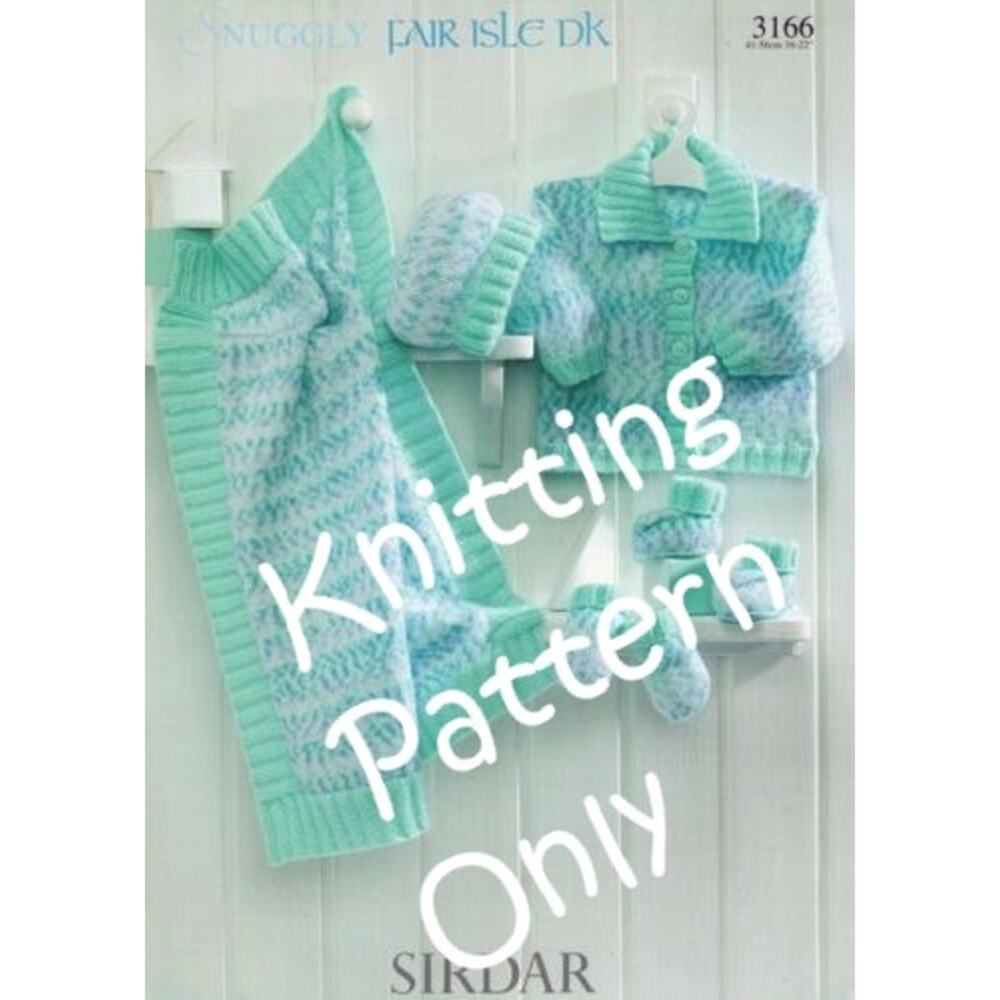 New Sirdar 3166 Snuggly Fair Isle Baby Child Jacket Hat Mitt Knitting Pattern